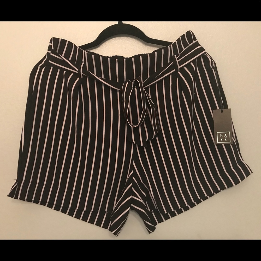 Pinstriped black shorts